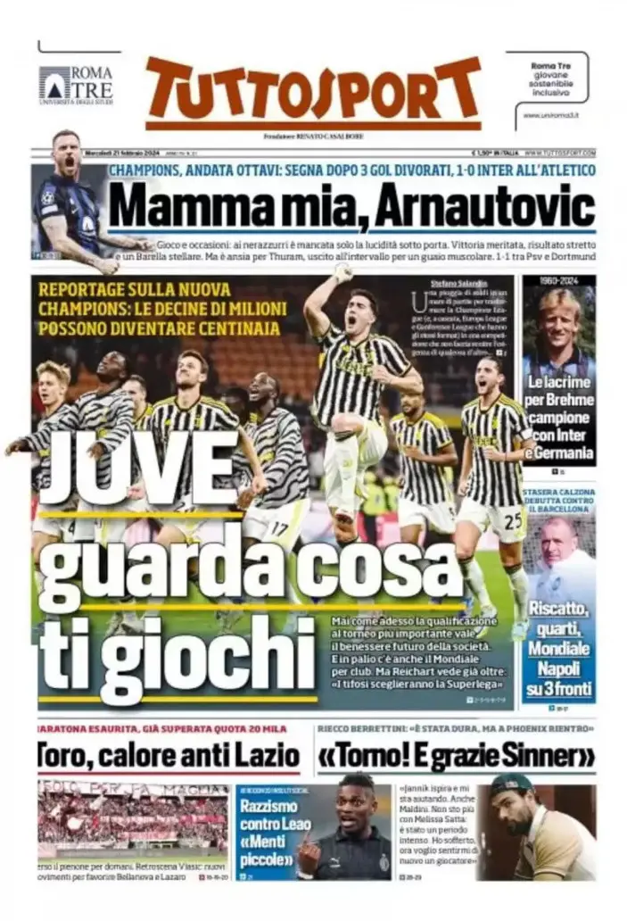 Journal Gazzetta Dello Sport Du 17 Février 1974 - Lazio Vs Juventus & Suède